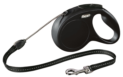 Flexi rollijn classic cord zwart middel, 5 meter
