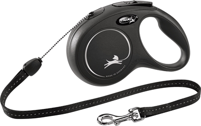 Flexi rollijn classic cord zwart klein, 8 meter