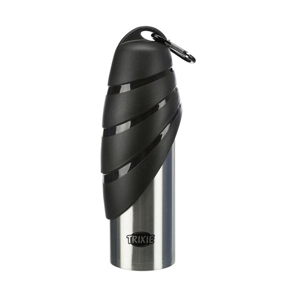 Trixie drinkfles rvs met plastic drinkbakje assorti 750ml