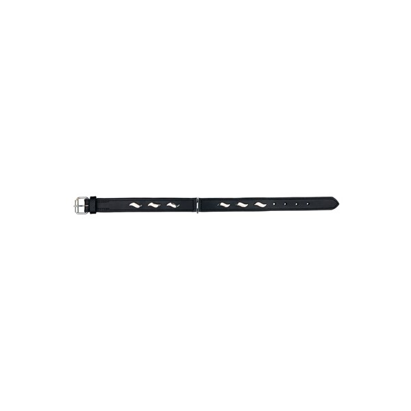 Trixie halsband hond active leer met golfjes zwart klein