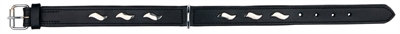 Trixie halsband hond active leer met golfjes zwart klein