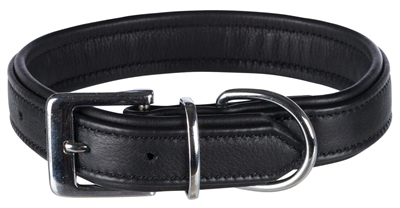 Trixie halsband hond active comfort leer zwart middel