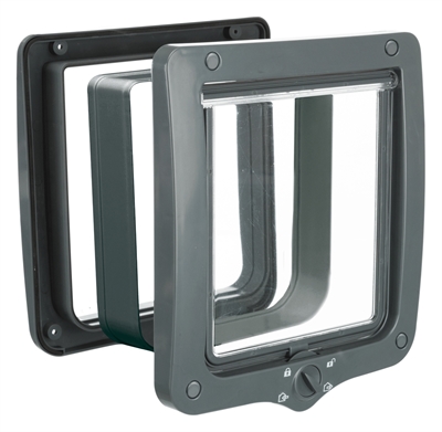 Trixie 4-weg kattenluik xl met tunnel grijs