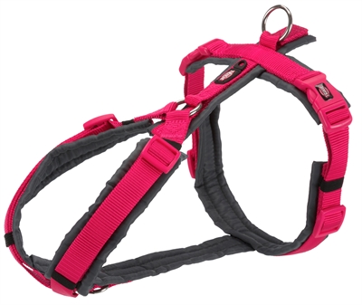 Trixie hondentuig premium trekking fuchsia / grijs middel