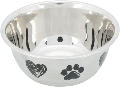 Trixie voerbak hond print schets hart pootje gepoedercoat 500ml