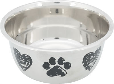 Trixie voerbak hond print schets hart pootje gepoedercoat 1L
