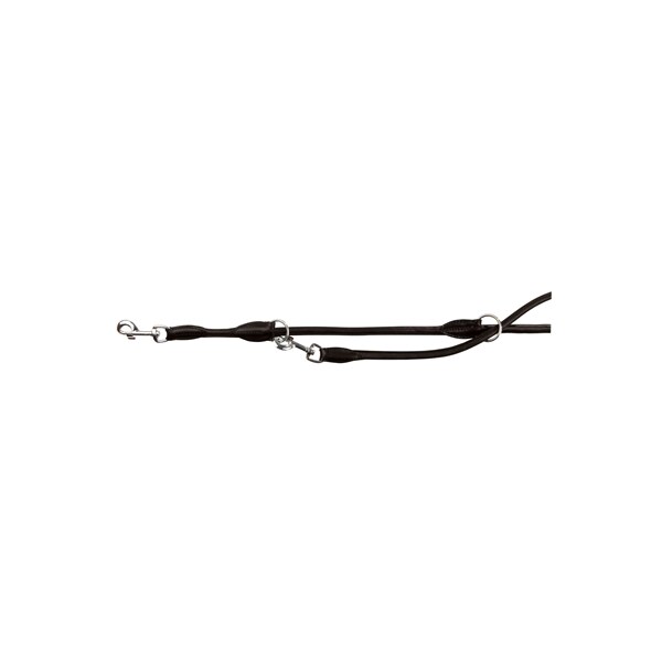 Trixie hondenriem active verstelbaar rondgenaaid leer zwart 1.3cm