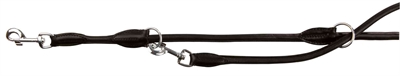 Trixie hondenriem active verstelbaar rondgenaaid leer zwart 1.3cm