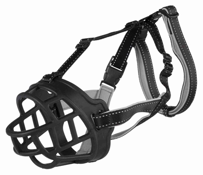 Trixie muilkorf muzzle flex silicone zwart middel