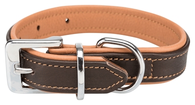 Trixie halsband hond active comfort leer bruin / lichtbruin 21-32cm