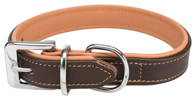 Trixie halsband hond active comfort leer bruin / lichtbruin 31-37cm