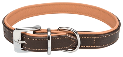Trixie halsband hond active comfort leer bruin / lichtbruin 39-46cm