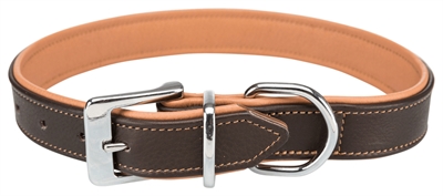 Trixie halsband hond active comfort leer bruin / lichtbruin 47-54cm