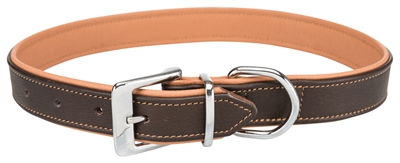 Trixie halsband hond active comfort leer bruin / lichtbruin 52-63cm