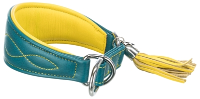Trixie halsband hond active comfort voor windhonden leer petrol klein