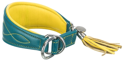Trixie halsband hond active comfort voor windhonden leer petrol middel