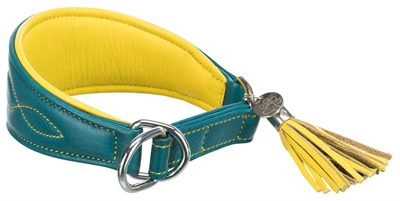 Trixie halsband hond active comfort voor windhonden leer petrol groot