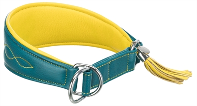 Trixie halsband hond active comfort voor windhonden leer petrol extra groot