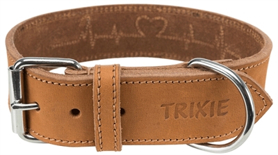 Trixie halsband hond rustic vetleer heartbeat bruin klein