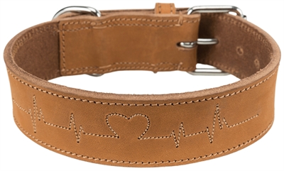 Trixie halsband hond rustic vetleer heartbeat bruin middel