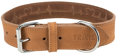 Trixie halsband hond rustic vetleer heartbeat bruin groot
