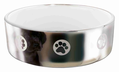 Trixie voerbak poot keramiek zilver / wit 1.5L