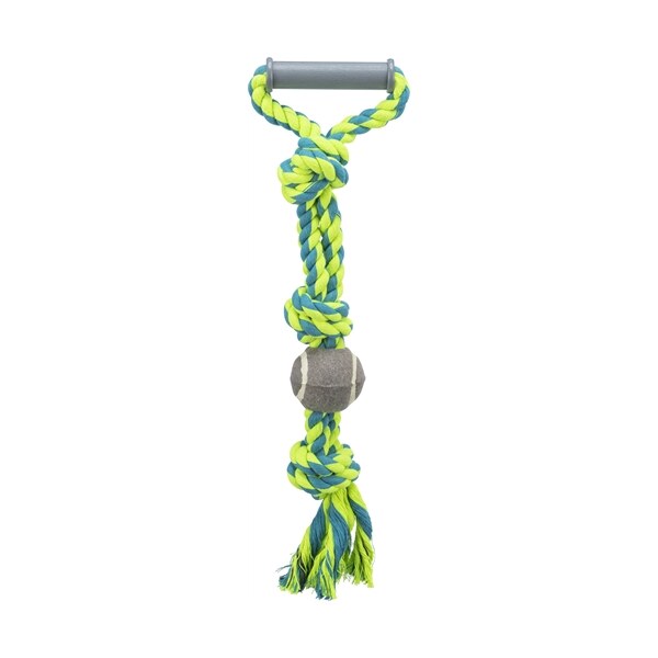 Trixie flostouw met handvat en hondvriendelijke tennisbal blauw/groen