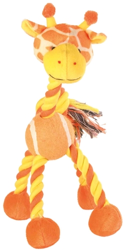 Trixie pluche dier met touw en tennisbal giraf