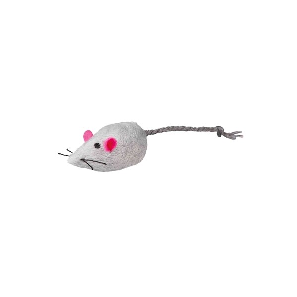 Trixie set muizen pluche met catnip wit / grijs