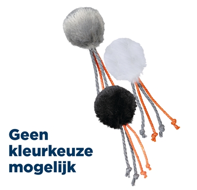 Trixie bal met touwtjes pluche met kattenmunt assorti