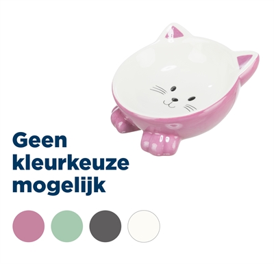 Trixie voerbak / drinkbak kattenkop verhoogd keramiek assorti