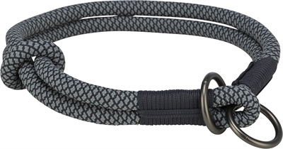 Trixie halsband hond soft half-slip zwart / grijs 55cm