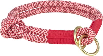 Trixie soft rope halsband hond half-slip rood / creme 55cm