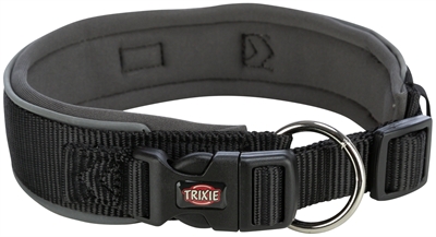 Trixie premium halsband hond extra breed zwart / grafiet grijs extra klein