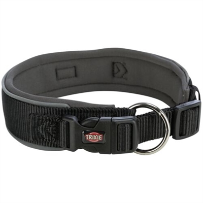 Trixie premium halsband hond extra breed zwart / grafiet grijs extra groot