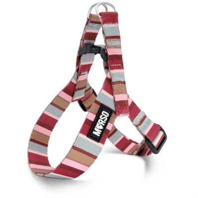 Morso mini hondentuig verstelbaar gerecycled skyline rood / roze middel