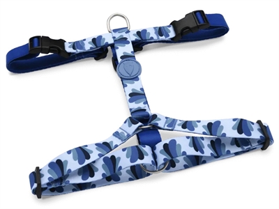 Morso hondentuig h-tuig gerecycled splash blauw middel