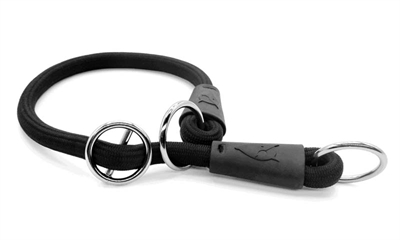 Morso half slip halsband hond soft rope gerecycled black zwart 55cm