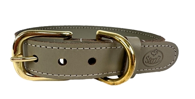 Sazzz halsband hond braveheart classic leer taupe middel
