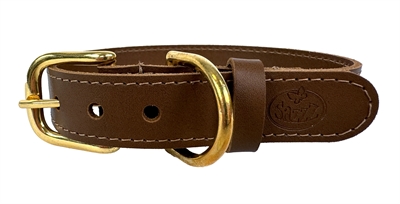 Sazzz halsband hond braveheart classic leer zadel bruin middel 2.5cm