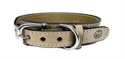 Sazzz halsband hond boho vintage leer beige middel