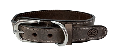 Sazzz halsband hond boho vintage leer bruin middel