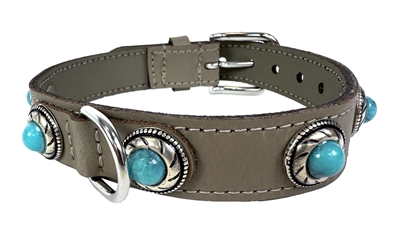 Sazzz halsband hond adventure stone classic leer taupe klein