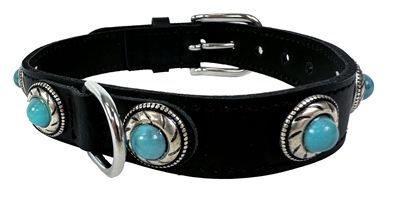 Sazzz halsband hond adventure stone classic leer zwart extra groot