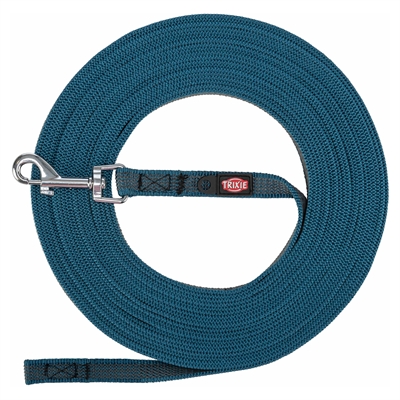 Trixie hondenriem sleeplijn met rubber anti slip petrol blauw klein 10M