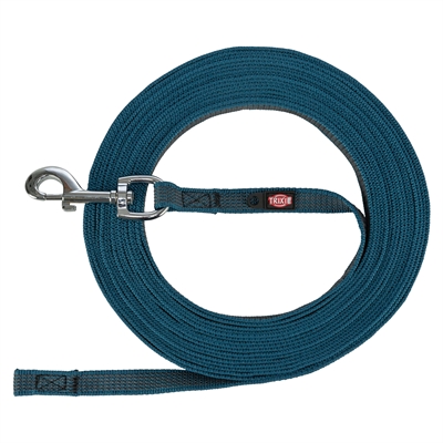 Trixie hondenriem sleeplijn met rubber anti slip petrol blauw groot 10M