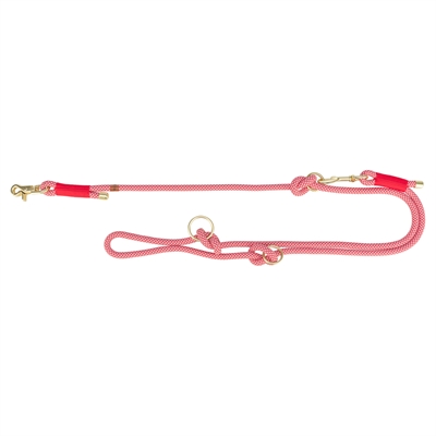 Trixie hondenriem soft rope verstelbaar rood / creme 200x1.3cm
