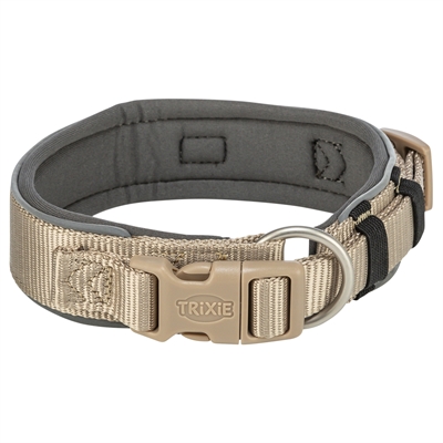 Trixie halsband hond premium extra breed zand / grafiet grijs 53cm