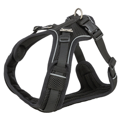 Trixie hondentuig premium flexmesh brede borst zwart middel
