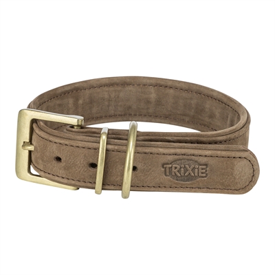 Trixie halsband hond pure leer bruin middel